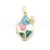 Brass Micro Pave Cubic Zirconia Pendants KK-K400-21B-G-1