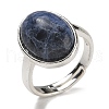 Natural Sodalite Oval Adjustable Rings RJEW-K371-07S-10-2