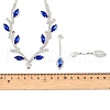 Leaf Brass Rhinestone Stud Dangle Earrings & Pendant Necklaces Set for Women SJEW-M102-03S-02-3