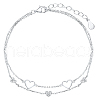 Anti-Tarnish Rhodium Plated 925 Sterling Silver Micro Pave Clear Cubic Zirconia Multi-Strand Heart Link Bracelets AY4910-1
