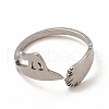 304 Stainless Steel Wtch Broom and Hat Open Cuff Ring for Women RJEW-K239-06P-1