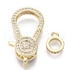 Brass Micro Pave Clear Cubic Zirconia Lobster Claw Clasps ZIRC-S066-025-NF-3