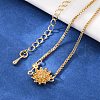 Brass Micro Pave Cubic Zirconia Birthday Flower Link Bracelets BJEW-U031-01G-11-3