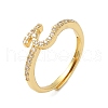 Rack Plating Brass Cubic Zirconia Arabic Letters Adjustable Rings for Women RJEW-S407-10G-13-1