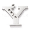 Tarnish Resistant 304 Stainless Steel Letter Pendant Rhinestone Settings STAS-J028-01Y-1