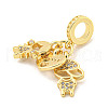 Rack Plating Brass Micro Pave Cubic Zirconia European Dangle Charms KK-P270-02D-G-2