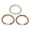 3Pcs Wood Beas Stretch Bracelets for Mem BJEW-JB11303-2