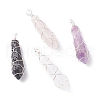 Natural Faceted Gemstone Pointed Pendants PALLOY-JF01296-1