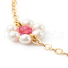 Shell Pearl & Acrylic Beads Flower Link Bracelets X1-BJEW-TA00003-04-4