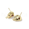 Brass Micro Pave Cubic Zirconia Stud Earring Findings KK-U075-01B-03G-2