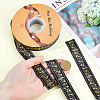 50 Yards Gold Stamping Musical Note Polyester Printed Ribbon OCOR-WH0091-34A-3