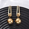 304 Stainless Steel Round Dangle Stud Earrings EJEW-Z098-31G-2