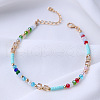 Bohemian Style Alloy & Plastic & Polymer Clay Beaded Anklets FS-WGD536E-01-2