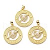 Brass Cubic Zirconia with Plastic Pearl Pendants KK-K341-20G-1