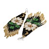 Boho Seed Bead Flower Tassel Earrings EJEW-Q380-07A-2