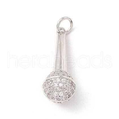 Brass Micro Pave Clear Cubic Zirconia Pendants ZIRC-P098-11P-1