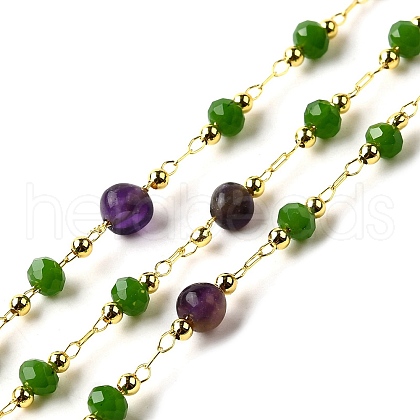Handmade Natural Amethyst Nuggest Beaded Chains CHC-F020-06G-03-1
