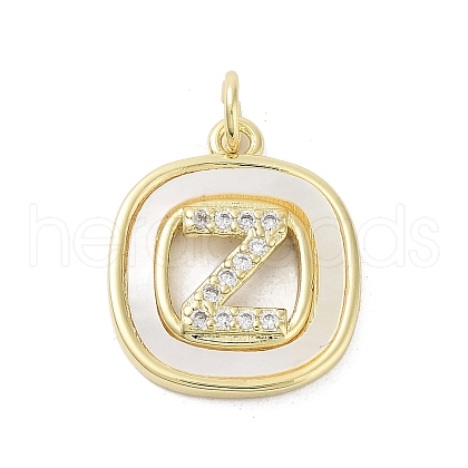 Rack Plating Brass Micro Pave Clear Cubic Zirconia Pendants KK-E102-33G-Z-1