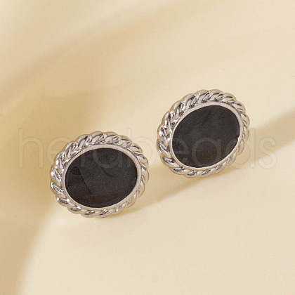 Minimalist Oval Stainless Steel Stud Earrings XI8505-1-1