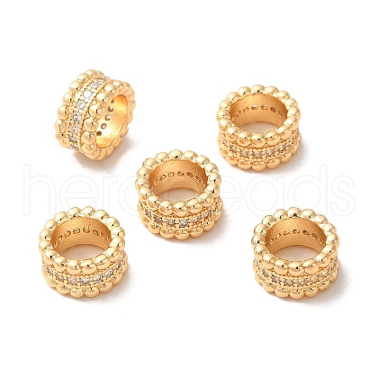 Rack Plating Brass Micro Pave Cubic Zirconia European Beads KK-M242-04G-1