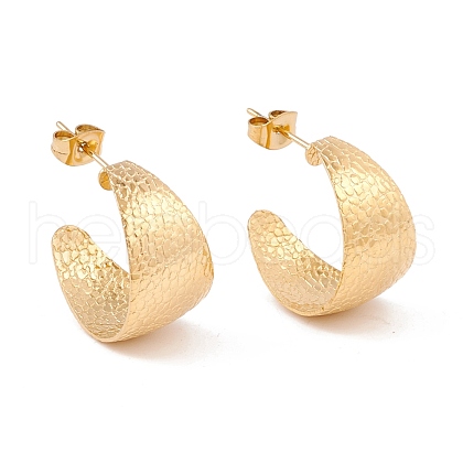 Ion Plating(IP) 304 Stainless Steel Chunky C-shape Stud Earrings EJEW-P198-11G-1