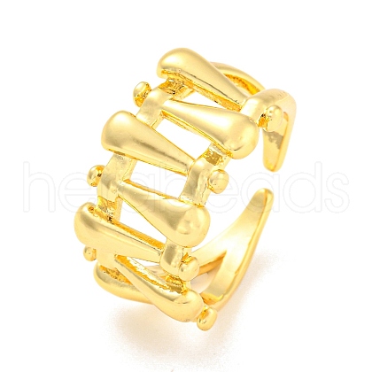 Rack Plating Brass Teardrop Open Cuff Rings RJEW-Q784-15G-1