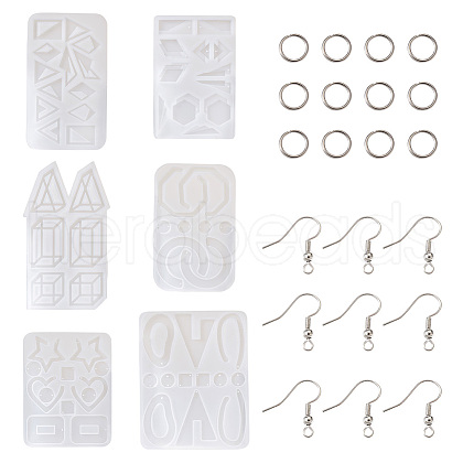 Craftdady 6Pcs DIY Geometry Earrings Silicone Resin Casting Molds DIY-CD0001-27-1
