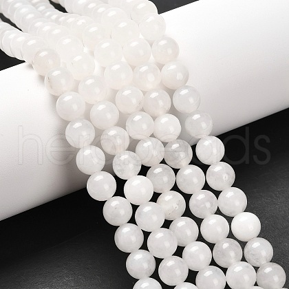 Natural White Jade Round Beads Strands G-N0120-03-8mm-1