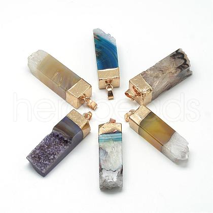 Natural Druzy Agate Pendants G-Q494-18-1
