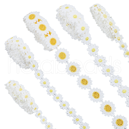 Olycraft 15 Yards 5 Styles Cotton Flower Lace Ribbon OCOR-OC0001-45-1
