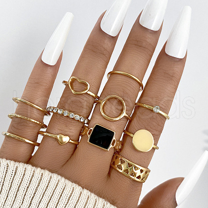 12Pcs Alloy & Rhinestone & Enamel Finger Rings WG2E3D2-16-1