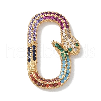 Rack Plating Brass Micro Pave Cubic Zirconia Twister Clasps KK-NH0002-18G-02-1