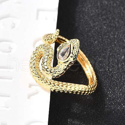 Brass Micro Pave Cubic Zirconia Cuff Rings for Women RJEW-D301-31G-1