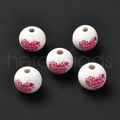 Printed Wood European Beads WOOD-F011-04A-1