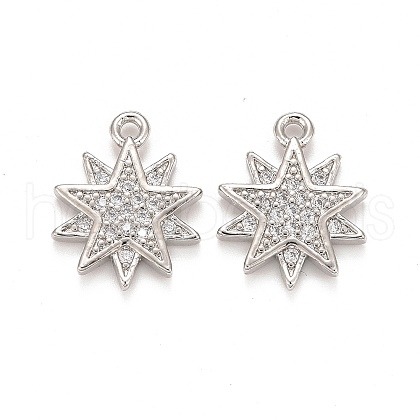 Brass Micro Pave Clear Cubic Zirconia Charms KK-A156-20P-1