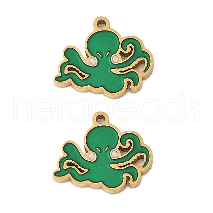 304 Stainless Steel Enamel Pendants STAS-Z139-03G-09-1