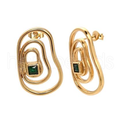 304 Stainless Steel Rhinestone Stud Earrings EJEW-P316-14G-1
