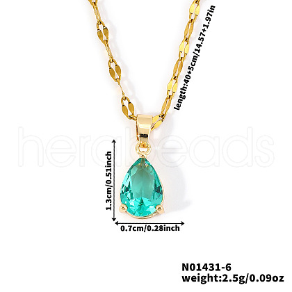 Brass Pave Cubic Zirconia Teardrop Pendant Necklaces for Valentine's Day NV7973-5-1