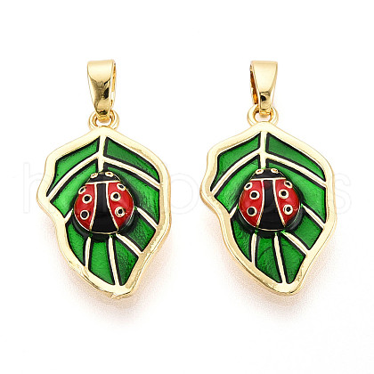 Brass Enamel Pendants KK-N257-59G-1