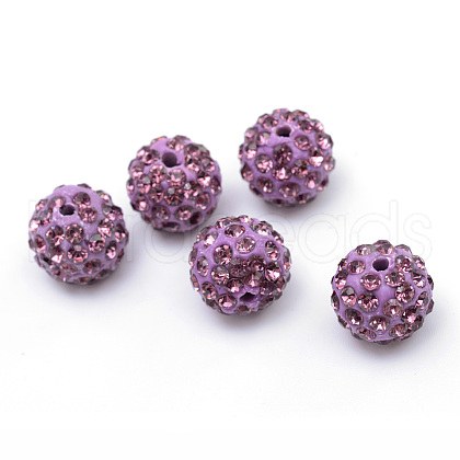 Polymer Clay Pave Rhinestone Beads RB-Q197-10mm-18-1