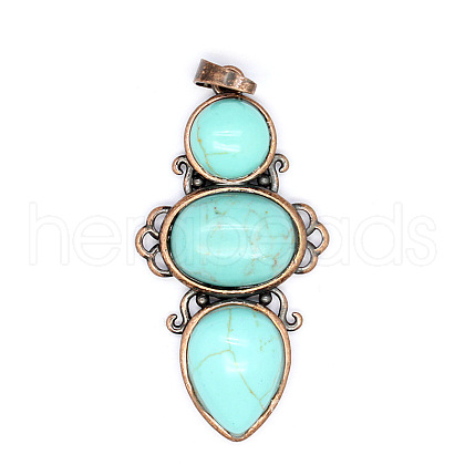 Retro Synthetic Turquoise Pendants PW-WG7292F-11-1