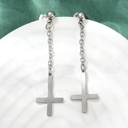 201 Stainless Steel Dangle Stud Earrings EJEW-P314-01B-P-1
