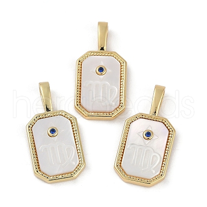 Rack Plating Brass Micro Pave Cubic Zirconia Pendants KK-U032-90G-03-1