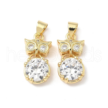 Brass Micro Pave Cubic Zirconia Pendants KK-Q068-03G-1