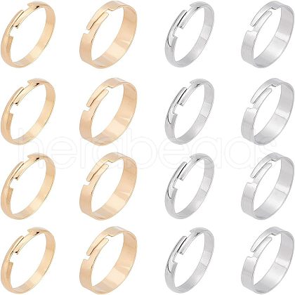 Unicraftale 40Pcs 4 Style 201 Stainless Steel Plain Band Adjustable Rings for Women STAS-UN0037-14-1