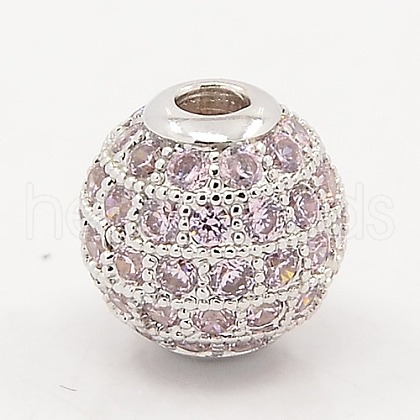 Thistle CZ Jewelry Findings Brass Micro Pave Cubic Zirconia Round Beads ZIRC-M015-13P-NR-1