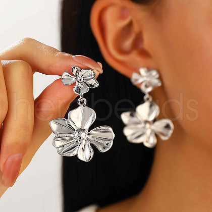 Flower Alloy Dangle Stud Earrings WG3BD20-04-1