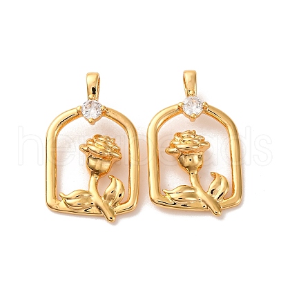 Brass Micro Pave Cubic Zirconia Pendants KK-K382-54G-1