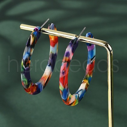 Cellulose Acetate(Resin) Half Hoop Earrings KY-S163-374-1