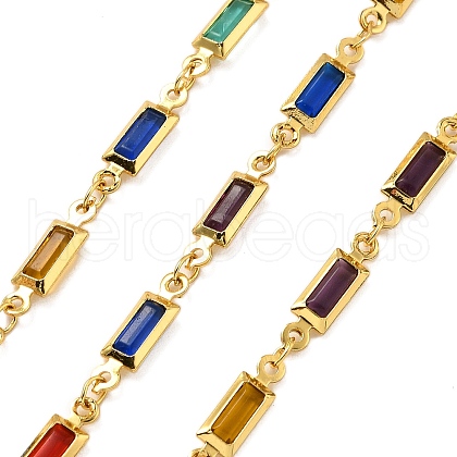 Brass Glass Rectangle Link Chains CHC-R001-01G-05-1